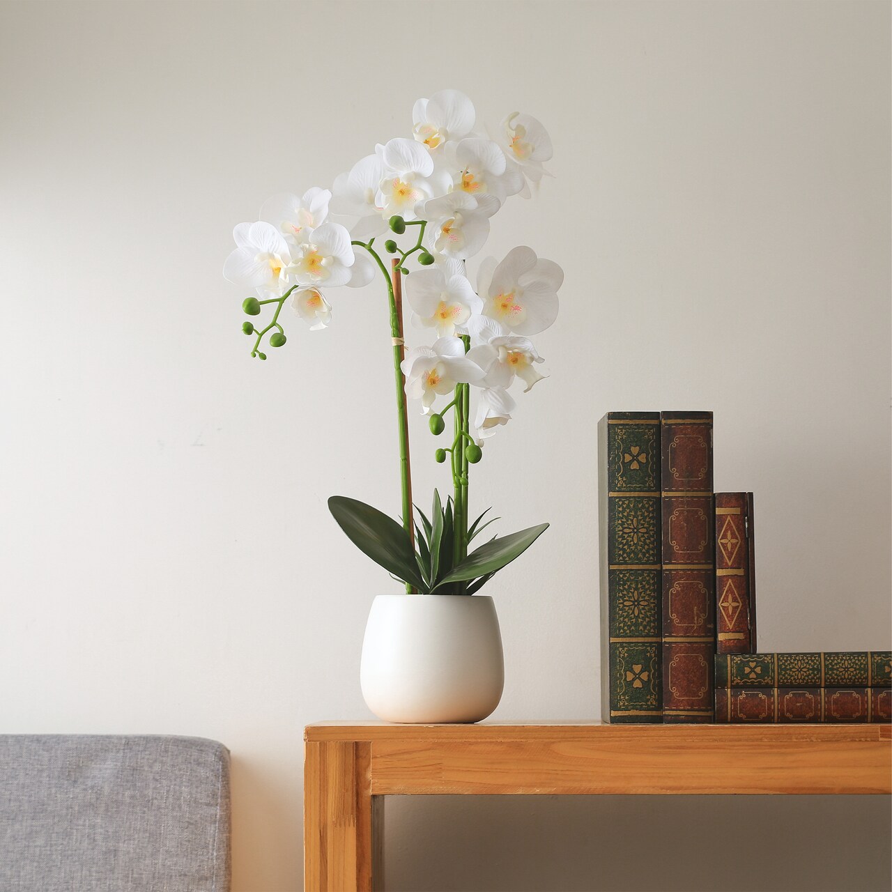 Fake Flowers with Vase Faux Orchid Artificial Flowers in Vase